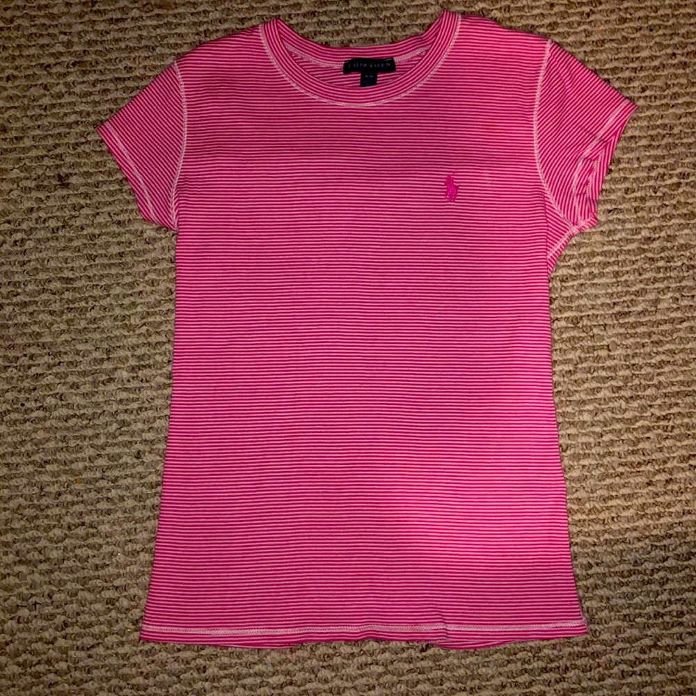 Ralph Lauren striped pink short sleeve tee